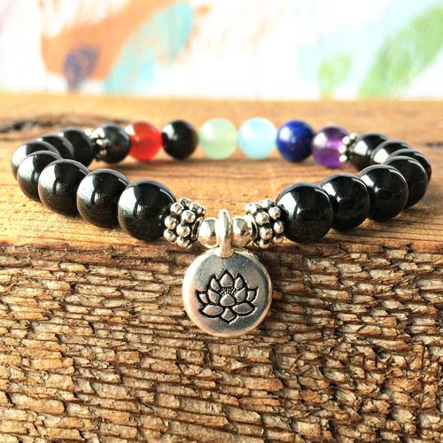 Bracelet 7 Chakra En Tourmaline Noire Aaa, Breloque De Yoga, Racine Des Chakras, Énergie De Guérison, Bijoux, Vente En Gros, Offre Spéciale
