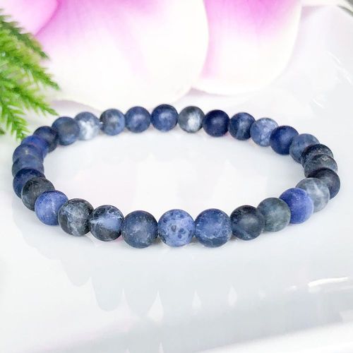 Bracelet Sodalite Mat De 6mm Pour Femmes, Design Simple, Énergie Yoga, Méditation Apaisante, Bijoux Chakra De La Gorge