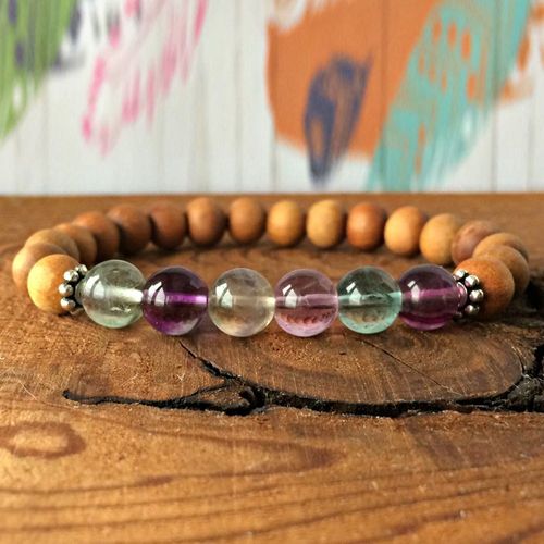 Bracelet Porte Bonheur En Bois De Rose Fluorite Naturelle Pour Femme, Bijoux Faits À La Main, Style Boho, 8mm, Livraison Gratuite, Vente En Gros