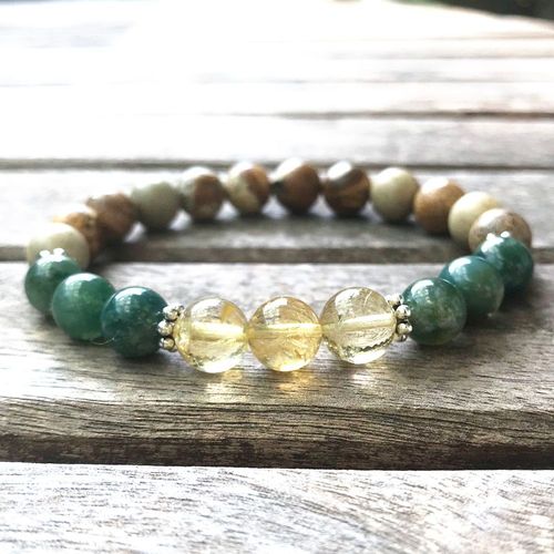 Bracelet J Asper En Cristal Jaune, Bijoux De Méditation, De Haute Qualité, En Mousse Agates Chakra, Mg0917, 8 Mm