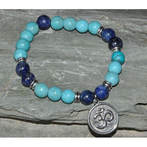 Bracelet Om Yoga En Pierre Sodalite, Nouveau Design, Pour La Santé Et Le Bien Être, Bijoux De Rue À La Mode, Sn0180