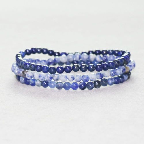 Mini Bracelet En Pierres Précieuses De 4mm, Ensemble De Perles Sodalite Naturelle, Lapis Lazuli, Yoga, Mala, Pour Femmes, Vente En Gros
