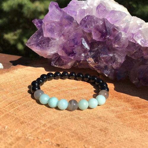 Bracelet Anti Smog Emf, Protection Contre Les Radiations, Bracelet De Qualité A, Onyx Noir, Amazonite, Équilibre, Yoga, Vente En Gros
