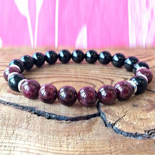 Bracelet En Tourmaline Noire De Qualité Aaa Et En Grenat De Qualité A, Ouvrant Le Troisième ¿Il, Bracelet D'énergie, Équilibre Spirituel, Vente En Gros