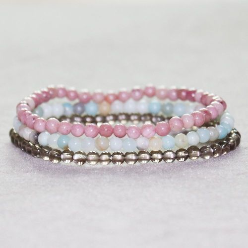 Mini Bracelet En Pierre Précieuse, 4mm, En Amazonite, Quartz Fumé, Nouveau Design, Rhodonite, Yoga Mala Pour Femmes