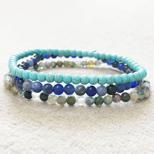 Bracelet En Sodalite Pour Femmes, Nouveau Design, Agates Indiennes, Perles Mala De Yoga, 4mm, Mini Pierres Précieuses, Ensemble, Mg0083