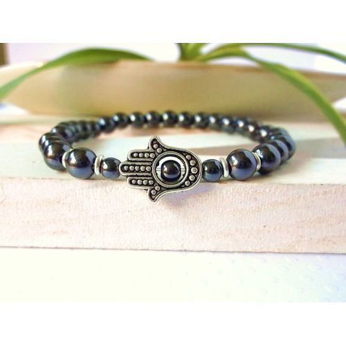 Bracelet À Main En Hématite Pour Hommes, Lourd, Cadeau De Noël, Sn0302