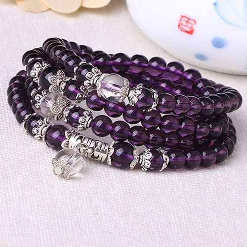 Bracelet En Cristal Violet Naturel Sn1525 6 Mm Pour Femmes, Bijou En Pierre Précieuse De Yoga, Design À La Mode, Nouvelle Collection
