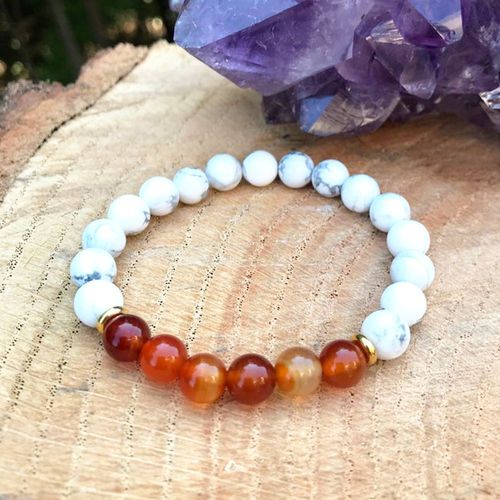 Bracelet En Pierre Naturelle Cornaline Howlite Pour Femmes, Bijou De Mode, Énergie Calmante, Créativité, Vente En Gros