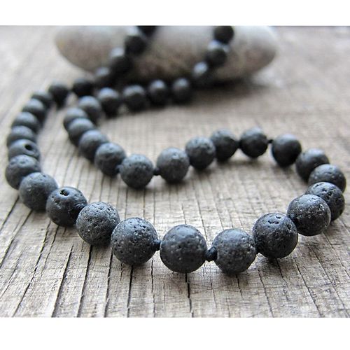 Collier Noué En Lave Noire Pour Hommes, 40 Pouces, Long, Surfeur, Idée Cadeau Pour Lui, St0361