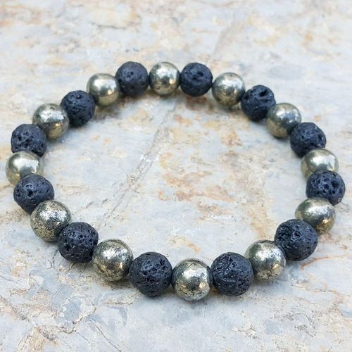 Bracelet Énergétique En Pyrite Naturelles Pour Hommes, Nouveau Design, Perle En Pierre De Lave, Puissant, Encourage La Clarté Des Bijoux