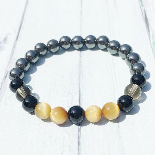 Bracelet ¿Il De Tigre Doré Pour Hommes, 8mm, Onyx Noir Naturel, Énergie, Smokey, Quartz, Hématite, Meilleur Cadeau Pour Lui, Mg0406