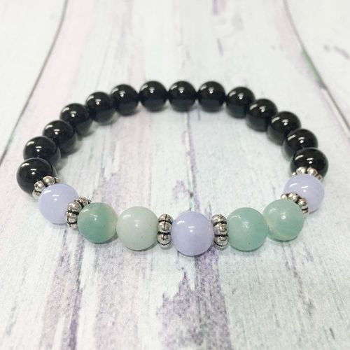 Bracelet Tourmaline Noir, Naturel, Grand Amazonite, Yoga, Énergisant, Bleu, Dentelle, Agates, Offre Spéciale, 2019