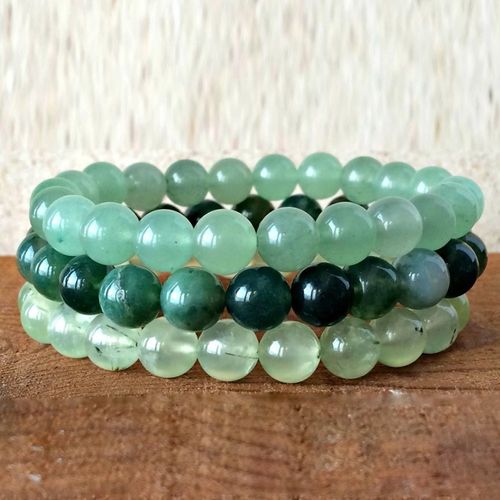 Ensemble De Bracelets Empilables, En Mousse Naturelle, Agates, 8mm, Vert, Aventurine, C¿Ur, Chakra