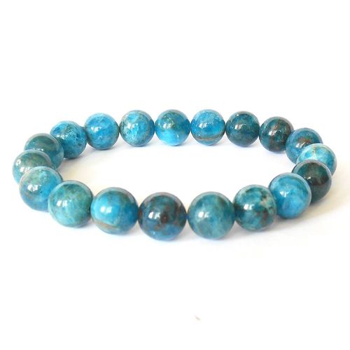 Bracelet À Empiler En Apatite Bleue De 10 Mm Pour Hommes, En Pierre Précieuse De Haute Qualité, Protection, Bien Être Émotionnel