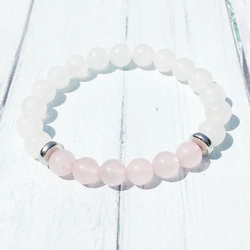 Bracelet En Cristal Rose Naturel, Quartz De Neige, Design À La Mode, Équilibre Négatif, Bijoux Énergétiques, Mg0382