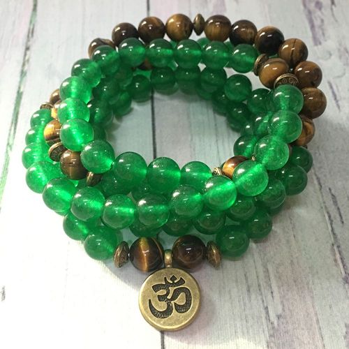 Bracelet ¿Il De Tigre Vert Naturel J Ade Mg0429, Bijoux De Haute Qualité 108 Mala Yoga Pour Femmes, Approfondissant Notre Pratique Spirituelle