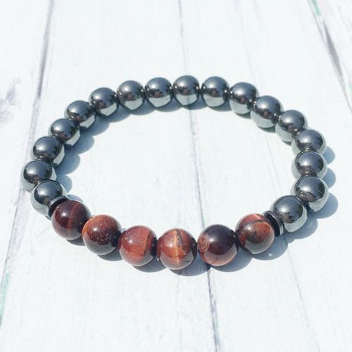 Bracelet Énergétique En Hématite Pour Hommes, Design Tendance, ¿Il De Tigre Rouge Naturel, Puissant, 2019, Mg0441