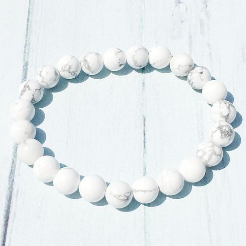 Bracelet Howlite Blanc De 8 Mm Pour Femmes, Bracelet D'énergie Tendance, Équilibre Chakra, Cristaux, Pierre Précieuse, Vente En Gros