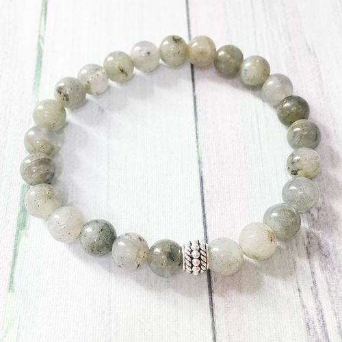 Bracelet En Labradorite À Empiler Pour Homme, Accessoire De Poignet Mala Avec Protection Contre L'énergie Négative, 8mm, Meilleur Cadeau Pour Lui, Mg0373