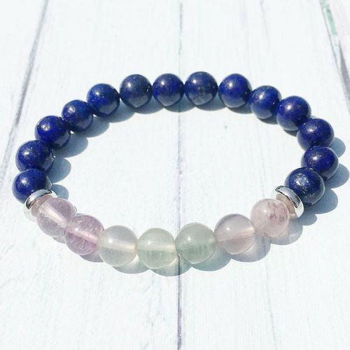 Bracelet En Pierres Précieuses, Nouveau Design, Avec Perles En Fluorite Lapis Lazuli, Chakras, Yoga, 2019