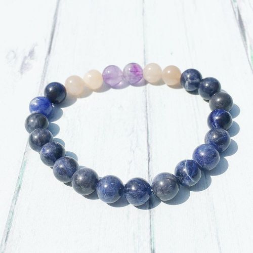 Bracelet De Yoga En Pierre Naturelle Pour Femmes, 8mm, Sodalite Bleue, Pierre De Soleil, A, Bijoux Énergétiques, Mg0400