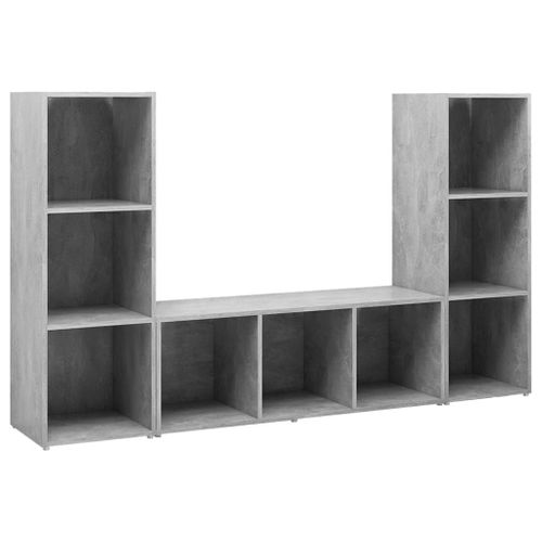 Vidaxl Meubles Tv 3 Pcs Gris Béton 107x35x37 Cm Aggloméré