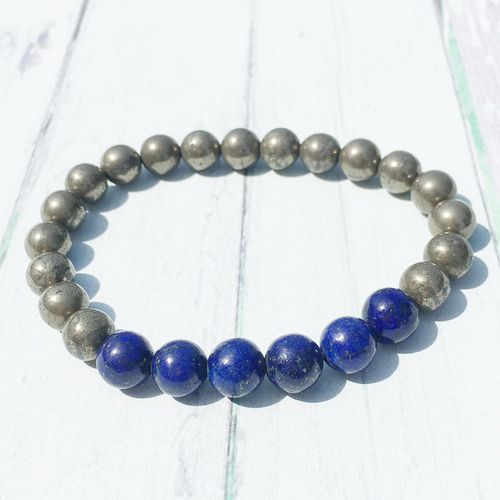 Bracelet Énergétique En Lapis Lazuli Pour Hommes, Accessoire Tendance En Pyrite Naturelles, Protection De Mise À La Terre, Bijou Mala Yoga, Mg0395