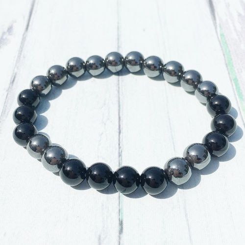 Bracelet En Perles De Tourmaline Noire Pour Hommes, 8mm, Hématite Naturelle, Obsidienne Noire, Équilibre, Bijoux De Yoga, Meilleur Cadeau Pour Lui, Mg0383
