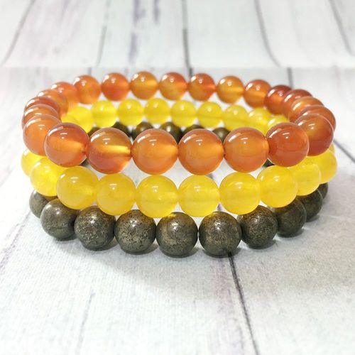 Bracelet En Pierre De Gemme Naturelle 8mm, Ensemble De Bracelets En Pyrite Cornaline De Haute Qualité, Chakra Mala Yoga