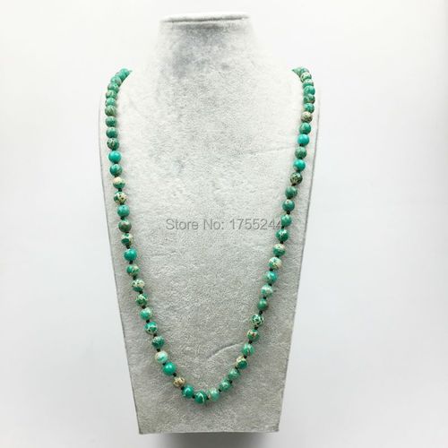 Collier En Pierre Naturelle Pour Femmes, 32 Pouces, En Régalite Verte, De Haute Qualité, Fait À La Main, Livraison Gratuite