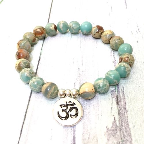 Bracelet Mala Aqua Terra Jaspe Pour Femmes, Bijou Spirituel De Haute Qualité, Pierre Précieuse Naturelle De 8 Mm, Équilibre, Bijoux De Yoga, Mg0570