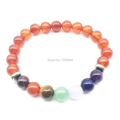 Bracelet En Cornaline Naturel Tendance Pour Femmes, 7 Chakras Mala Yoga, Bijou De Méditation Yogi Balance, Sn1342