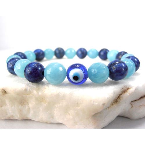 Bracelet Porte Bonheur Lapis Lazuli Bleu Pour Homme, Nouveau Design, Sn0576