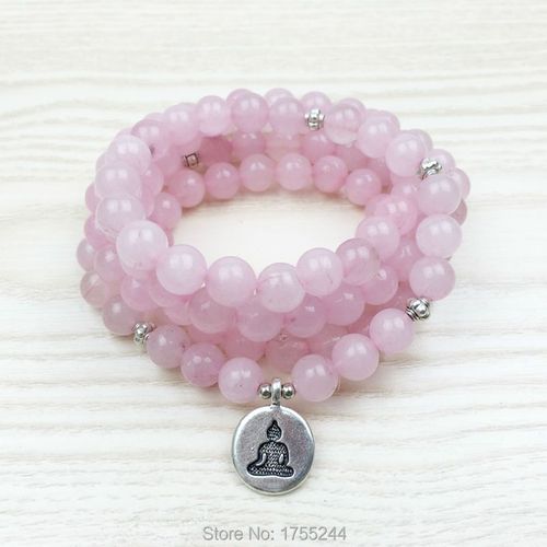 Bracelet De Perles Mala En Pierre Rose Pour Femmes, Bijoux De Yoga, Collier Bouddhiste, C¿Ur, Chakra, Lotus, Attelle, Sn1028, Meilleure Vente, 108
