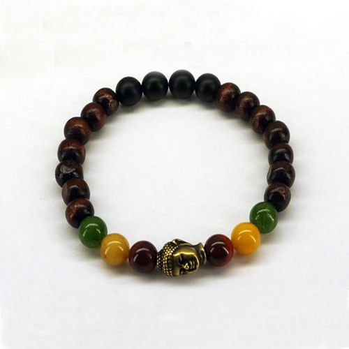 Bracelet Bouddha Rasta Pour Hommes, Perles En Bois, Guérison, Reggae, Sn0581