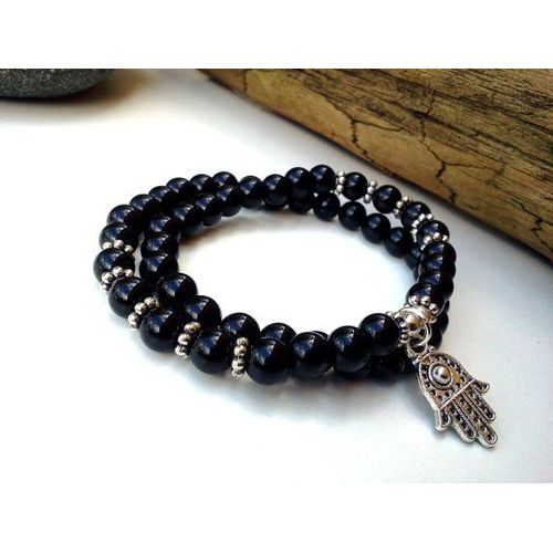 Bracelet Enroulé En Onyx Noir Pour Homme, Unisexe, Sn0597
