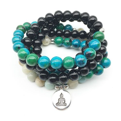 Bracelet De Yoga En Pierre Naturelle Pour Femmes, Bijoux À La Mode, Onyx Noir, Amazonite, Phénix, Équilibre Énergétique, Sn1236, 2018