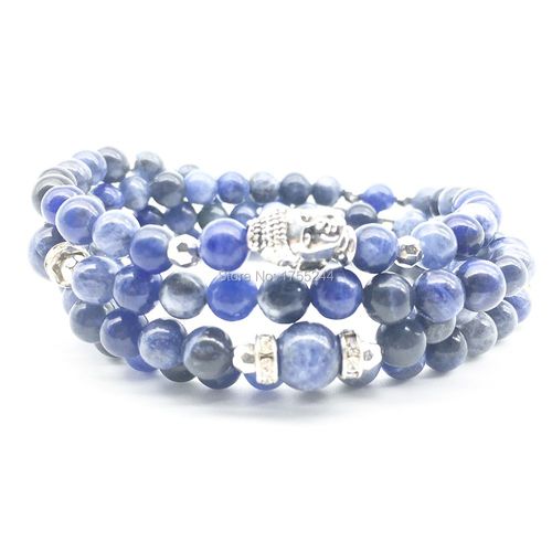 Bracelet Mala Balance Pour Femmes, Bijoux À La Mode, Nouveau Design, Yoga, 6mm, Sodalite Bleue, Collier Tête De Bouddha, Sn1379, 108