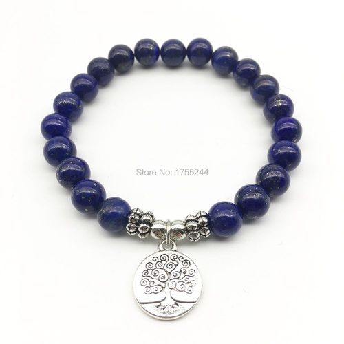 Bracelet De Yoga En Lapis Lazuli Pour Femmes, Bijoux De Haute Qualité, Fait À La Main, Arbre De Vie, Vente En Gros, Sn1328