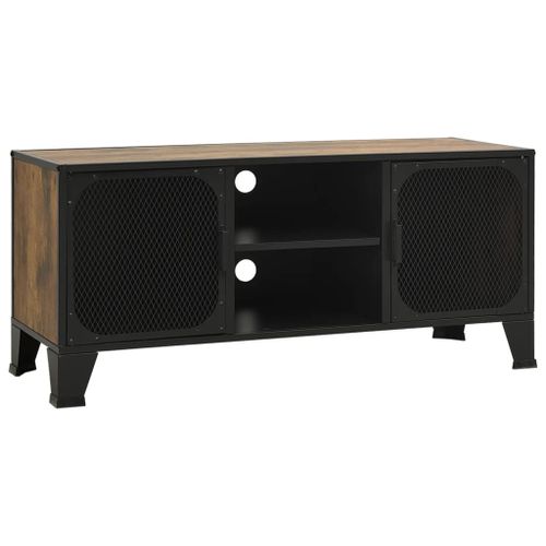 Vidaxl Meuble Tv Marron Rustique 105x36x47 Cm Métal Et Mdf