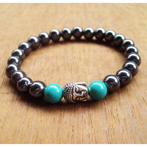 Bracelets En Pierre De Tuquoise Pour Hommes, Perles De Bouddha, En Hématite, 8mm, Sn0084