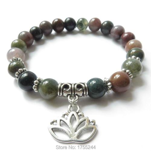 Bracelet De Méditation Lotus Yoga, Bijoux Mala, Anti Stress, Avec Perles En Pierre Indienne, Livraison Gratuite, Sn1114