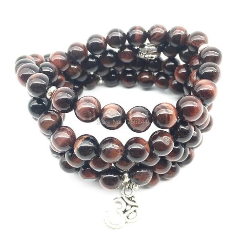 Bracelet De Yoga Pour Hommes, Bijoux En Pierre D'oeil De Tigre Rouge De 8mm, Équilibre, Guérison Ohm, Livraison Gratuite, Sn1363