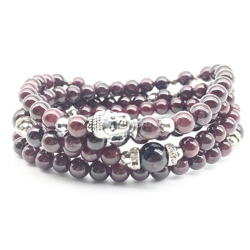 Bracelet De Yoga En Grenat Pour Femmes, Sn1378, Design Vintage, 6mm, 108 Mala Balance, Collier Tête De Bouddha