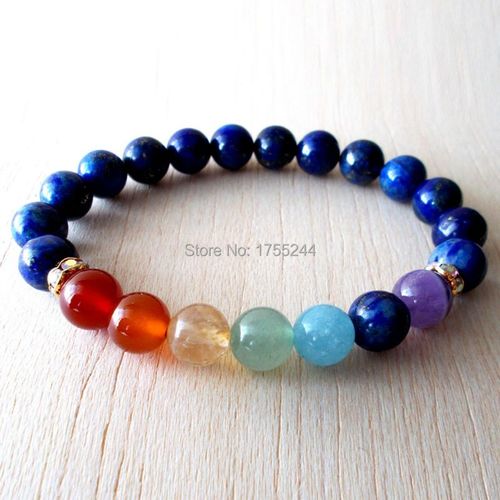 Bracelet Des 7 Chakras Lapis Lazuli Pour Femmes, Accessoire De Yoga, Guérison, Pierres Naturelles, Cadeau Pour Elle, Sn1131