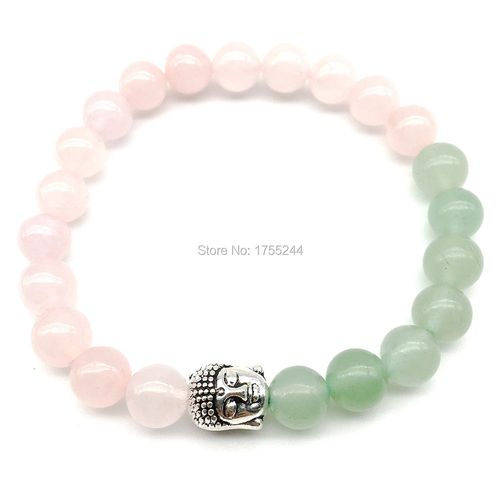 Bracelet Bouddha Rose Quartz Vert Aventurine, Yoga Mala Balance, Vente En Gros, 2018, Sn1259