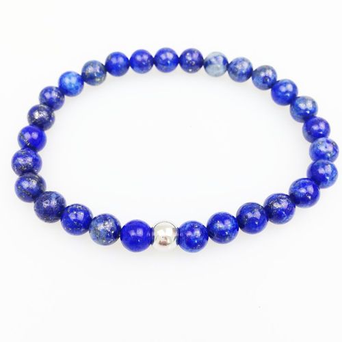 Bracelet En Pierre Semi Précieuse Pour Hommes, 6mm, Lapis Lazuli, Perles, Pierre Naturelle, Bleu, Extensible, Sn0100