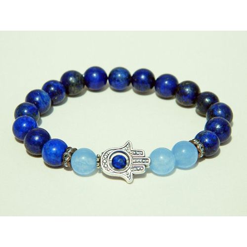 Bracelet Lapis Lazuli En Pierre Hamsa Pour Hommes, Bracelet Extensible, Énergie Yoga