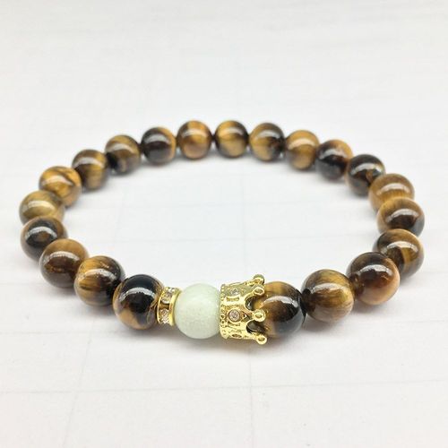 Bracelet Couronne En Amazonite 2018 Naturelle Pour Hommes, Pierre ¿Il De Tigre, Bracelet D'énergie, Équilibre, Vente En Gros, Offre Spéciale, Cz0035